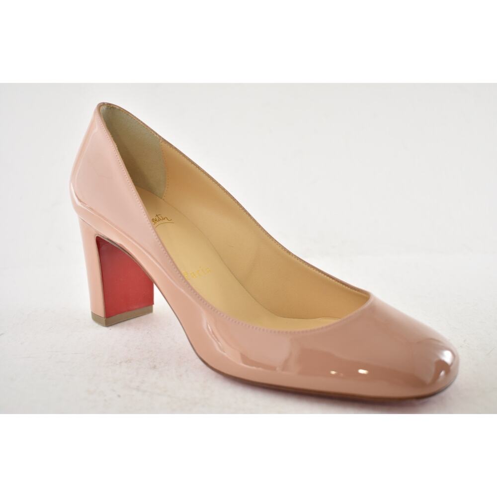 Christian Louboutin Cadrilla 70 Nude Blush Patent Leather Block Heel Pump 40 - Picture 6 of 15